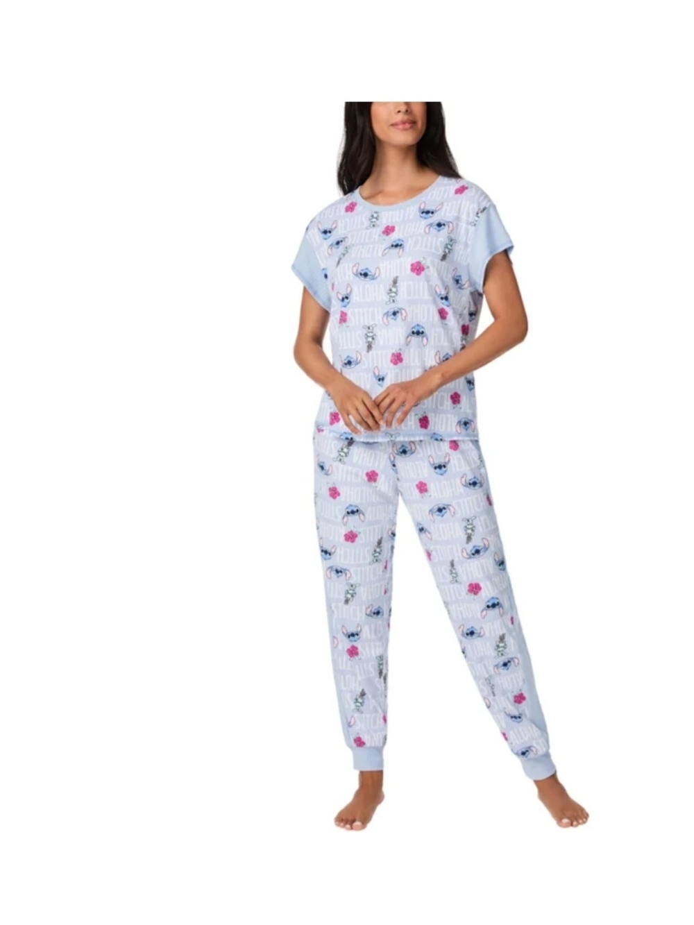Light Blue Floral Stripe Women's Pajama Set NWT